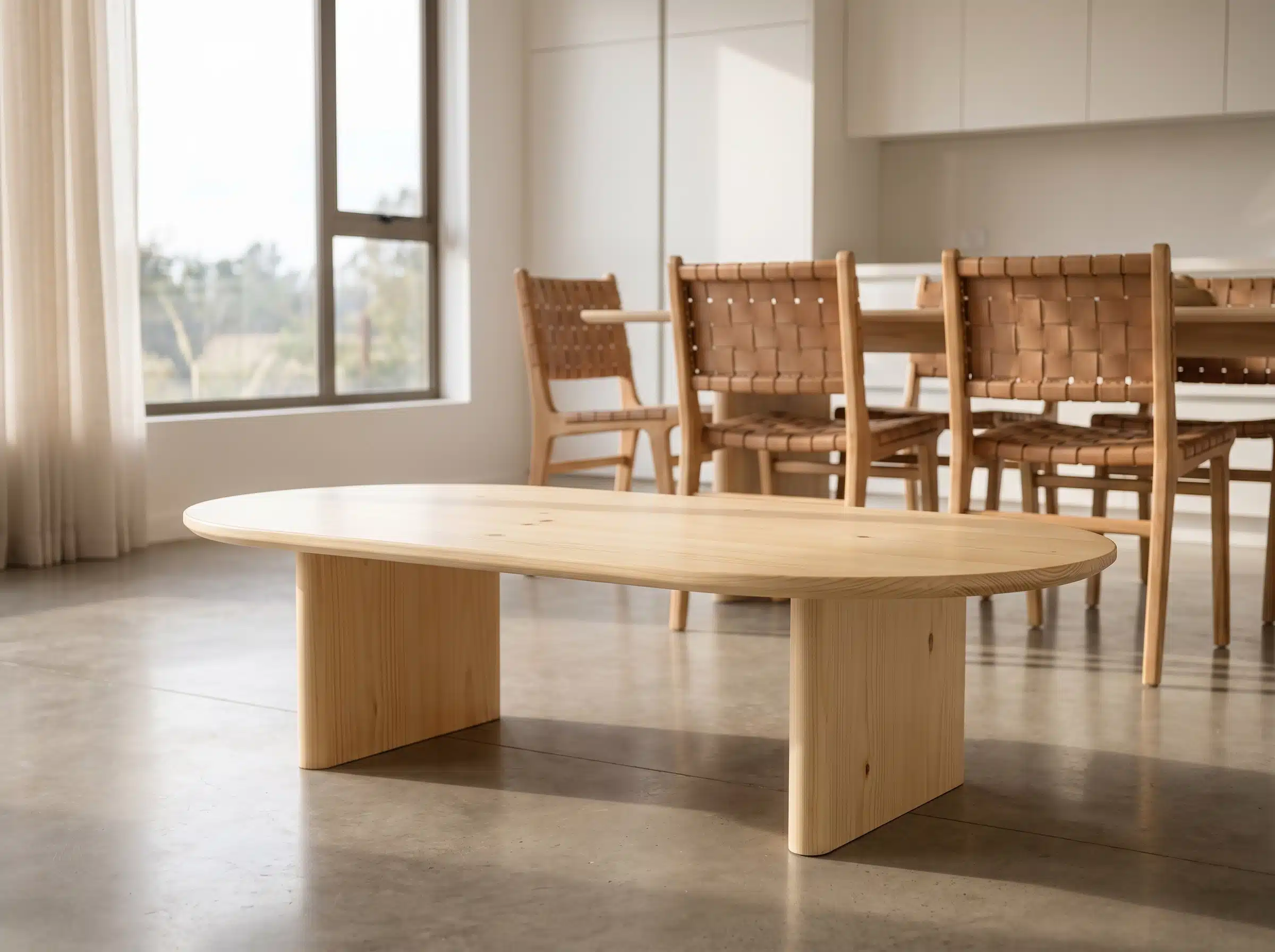 Mesa de Centro Küyen Kalafquen, ambiente sur premium pino clear 9 para catalogo online, mostrando el producto con detalle para compra.