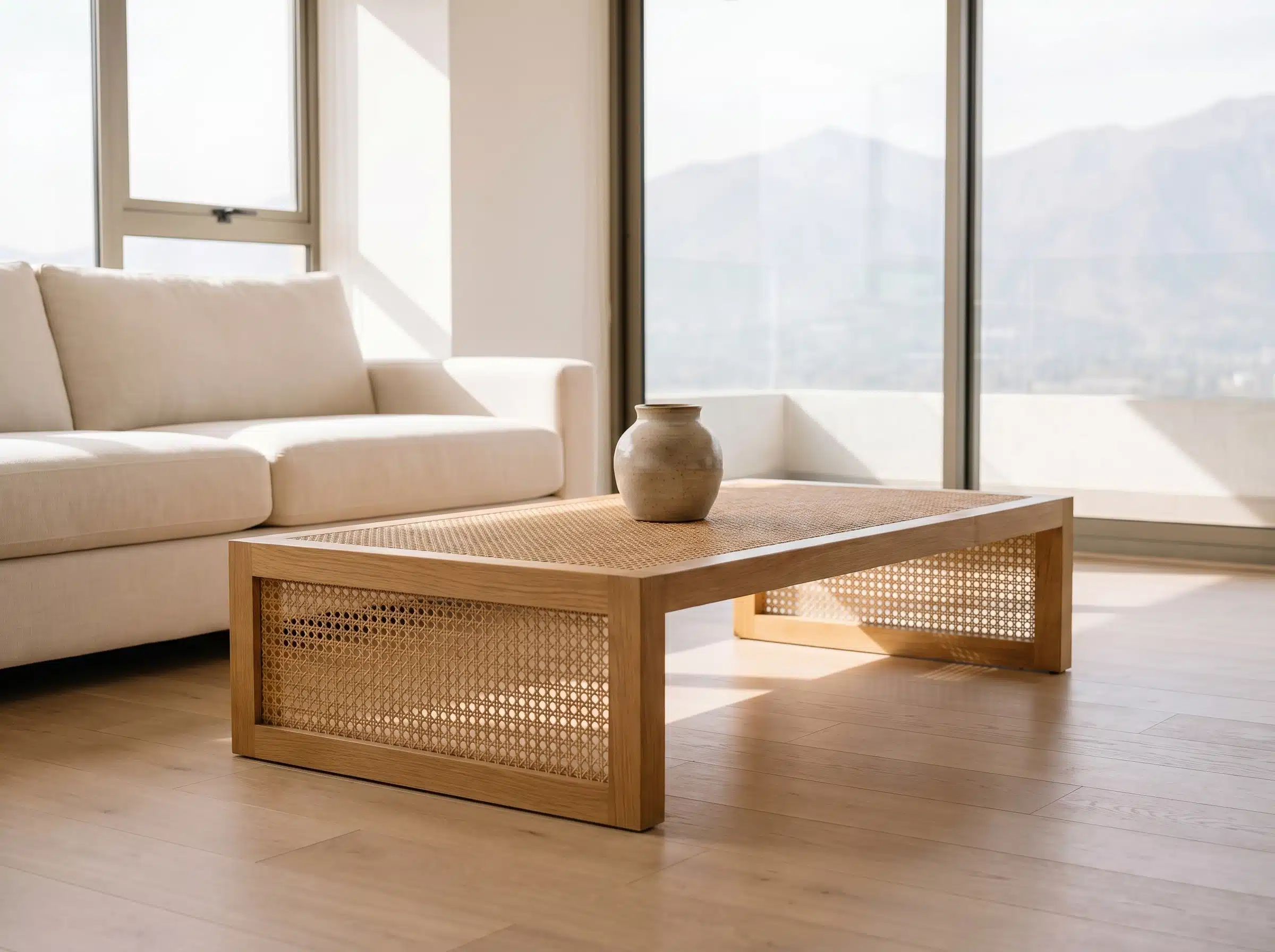 Mesa de Centro Lafken Kalafquen, ambiente santiago roble americano blanco 7 para catalogo online, mostrando el producto con detalle para compra.