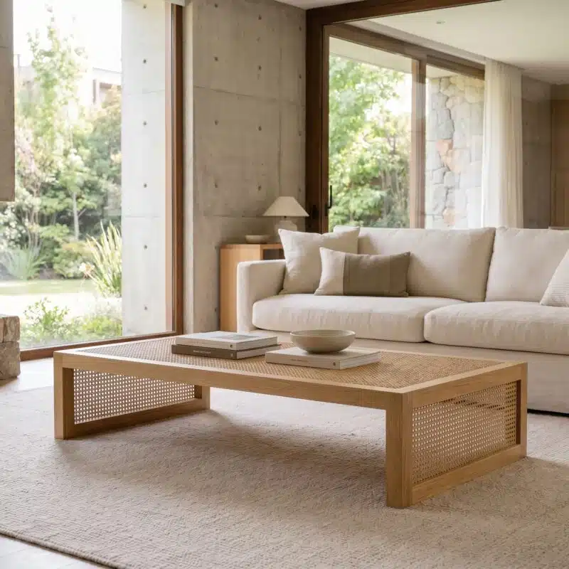 Mesa de Centro Lafken Kalafquen, casa contemporanea roble americano blanco 4 para catalogo online, mostrando el producto con detalle para compra.